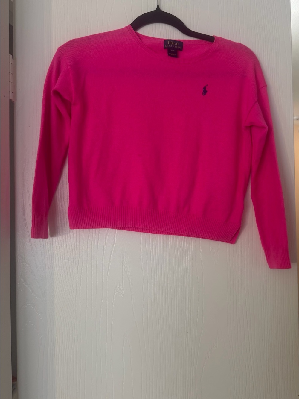 Polo by Ralph Lauren Women's Crewneck Sweater - Bright Pink with Navy Logo